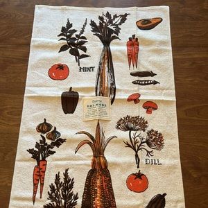 Vegetables Avocado Dill Tarragon Victory Dri-More Vintage Kitchen Hand Towel MCM